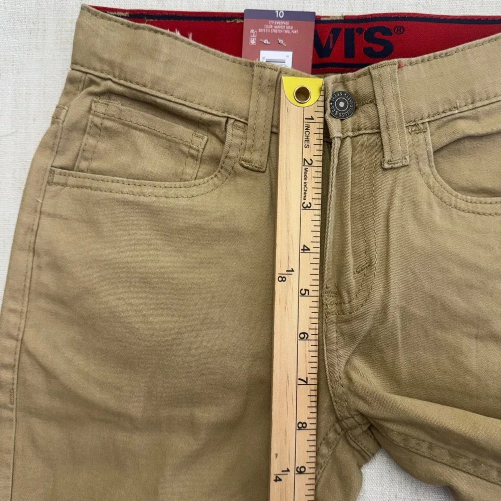 Levis Boys‎ 511 Slim Fit Adjustable Stretch Twill Pants Harvest Gold Tan Size 10